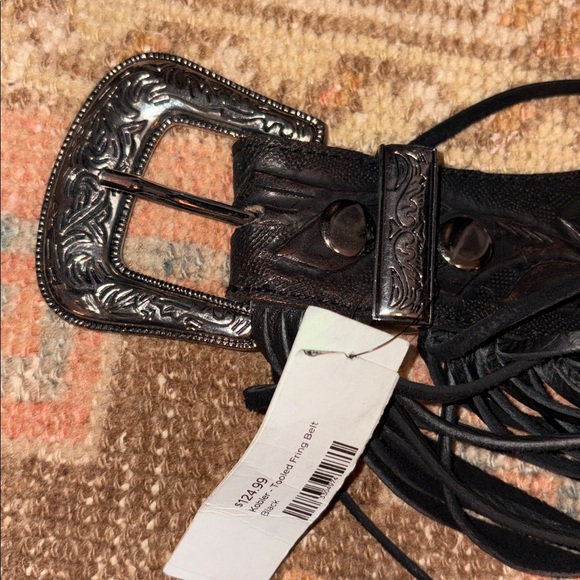 Kobler leather western Black Fringe Leather Belt New 30” - Picture 7 of 7